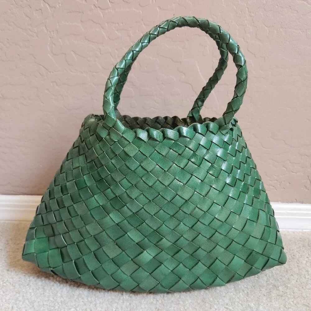 NWOT Woven Leather Bag Like Santa Croce - Picture 1 of 11